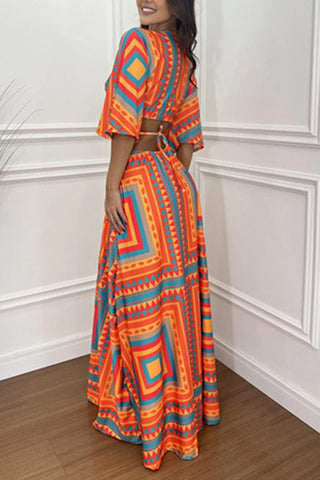 Geometric Pattern Maxi Dress