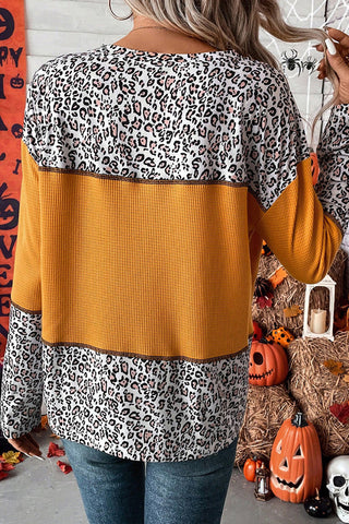 Stylish Contrast Pattern Long Sleeve Top
