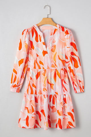 Abstract Tiered Half Sleeve Dress
