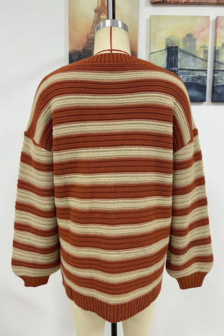 Striped Knit Pullover Sweater