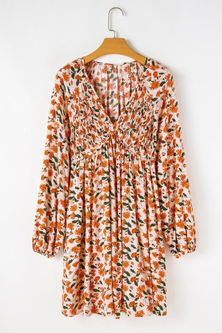 Floral Print Smocked Casual Dress