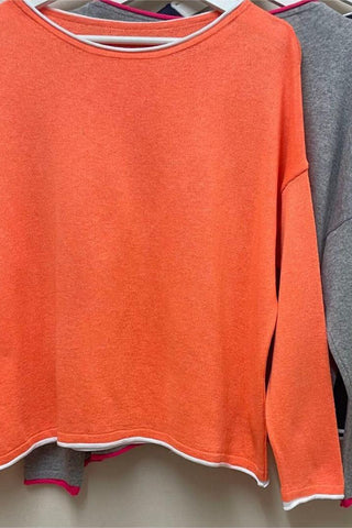 Contrast Trim Relaxed Crewneck Top
