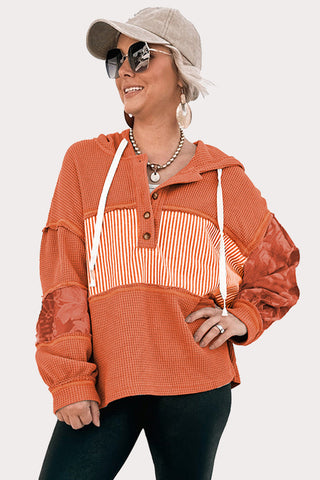 Patchwork Button-Front Sweatshirt