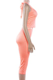 Striped Halter Cropped Pants Set