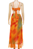 Tie-Front Cropped Top and Maxi Skirt Set