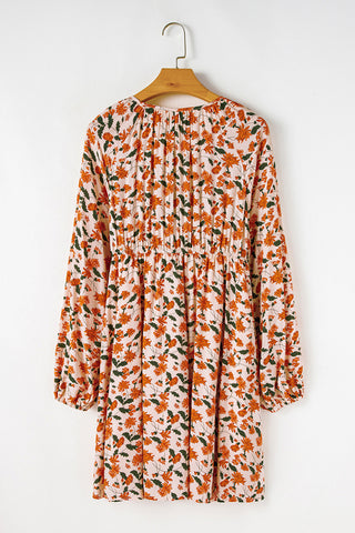 Floral Print Smocked Casual Dress
