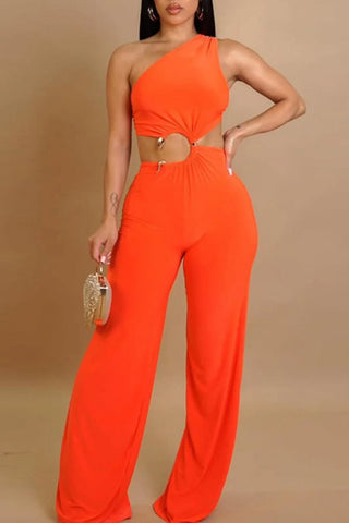 One-Shoulder Ring Detail Jumpsuit