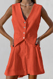 Sleeveless Button-Front Short Set
