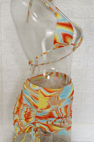 Vibrant Bikini Set with Skirt Cover-Up