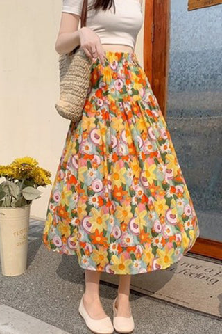 Floral Tiered Casual Skirt