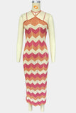 Chevron Knit Halter Midi Dress