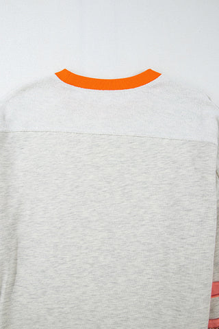 Patterned Sleeve Pocket Sweatshirt