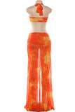 Vibrant Tropical Cutout Dress