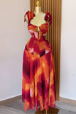 Abstract A-Line Tie Strap Dress