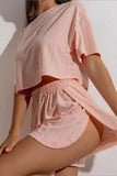 Eyelet Crop Top and Elastic Waist Shorts Set
