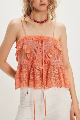 Lace-Trimmed Ruffle Camisole