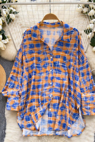 Button-Down Patterned Blouse