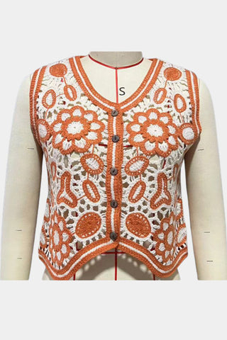 Intricate Floral Crochet Vest