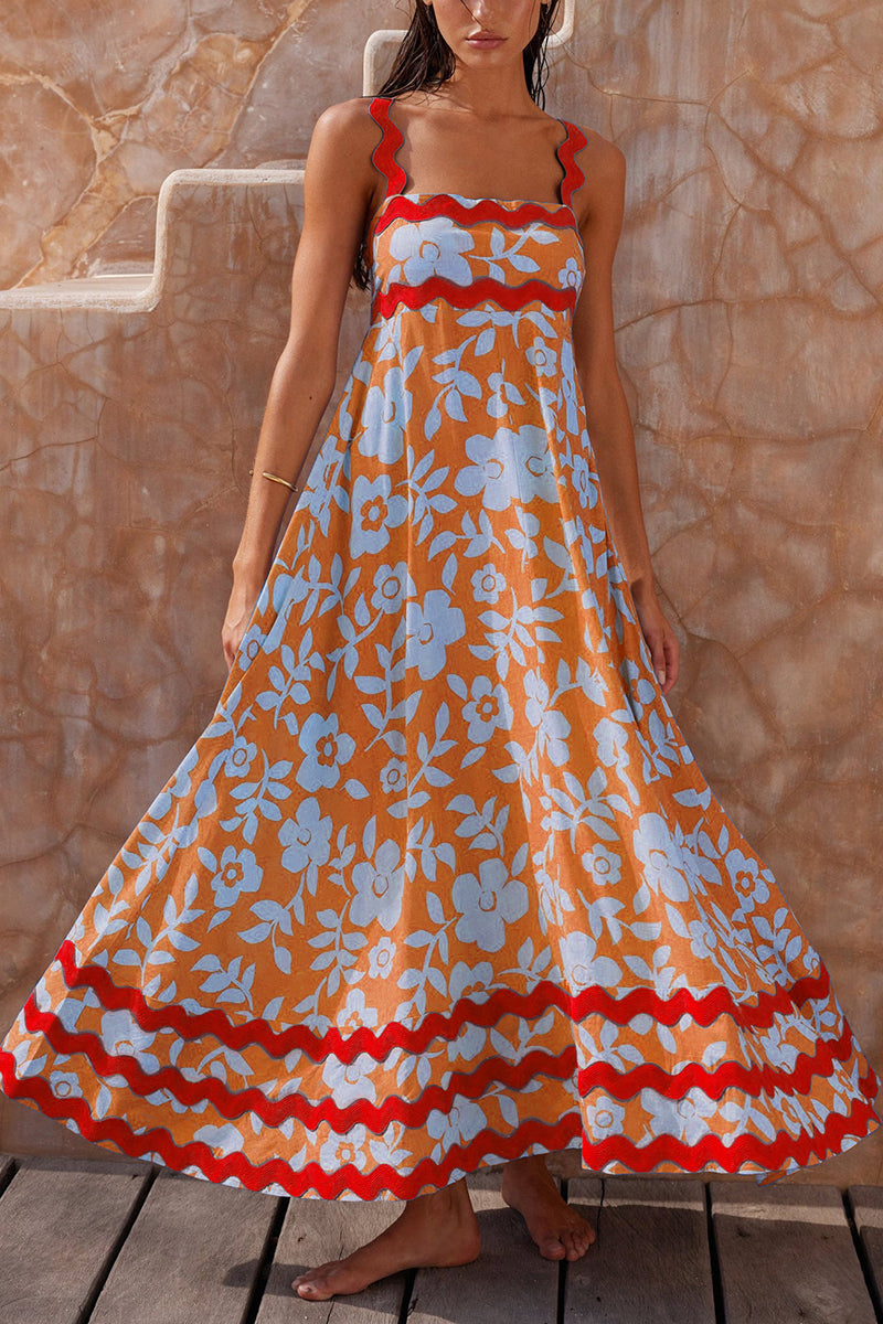 Scalloped-Trim Casual Maxi Dress