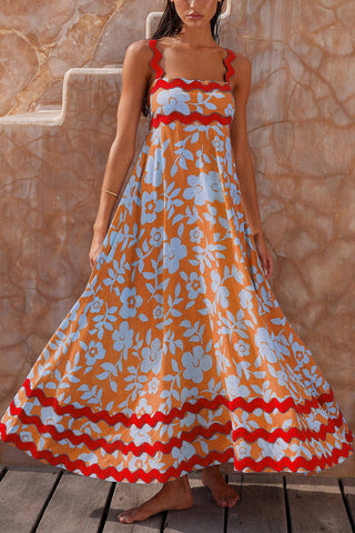 Scalloped-Trim Casual Maxi Dress