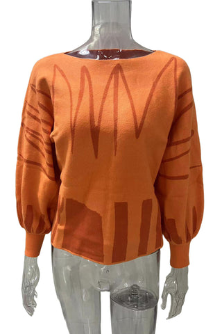 Abstract Patterned Oversized Sweater