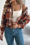 Plaid Button-Up Cropped Jacket