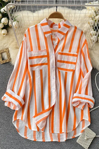 Striped Button-Front Shirt