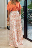 Abstract Blouse and Wide-Leg Pants Set