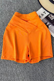 V-Waist Slim Brown High-Waist Shorts