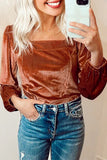 Velvet Ribbed Texture Square Neck Top