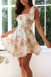 Tie-Shoulder Floral Casual Dress