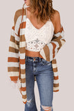 Striped Open-Front Knit Cardigan