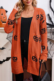 Pumpkin Patterned Longline Cardigan
