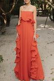 Strapless Ruffle Maxi Dress