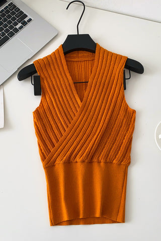 Wrap-Front Knit Tank Top