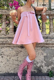 Strapless Tie-Front Casual Dress