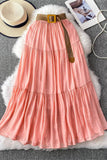 Tiered Maxi Skirt with Belt