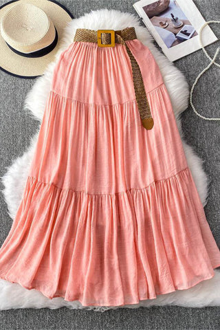 Tiered Maxi Skirt with Belt