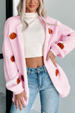 Pumpkin Embellished Open-Front Cardigan