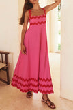 Scalloped-Trim Casual Maxi Dress