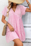 V-Neck Casual Dress with Flare Hem