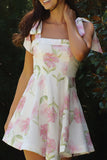 Tie-Shoulder Floral Casual Dress