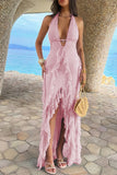 Halter Neck Ruffled Dress