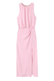 Sleeveless Draped Casual Dress