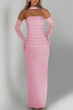 Strapless Evening Dress with Halter Neck