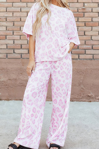 Relaxed Leopard Print Pants Set