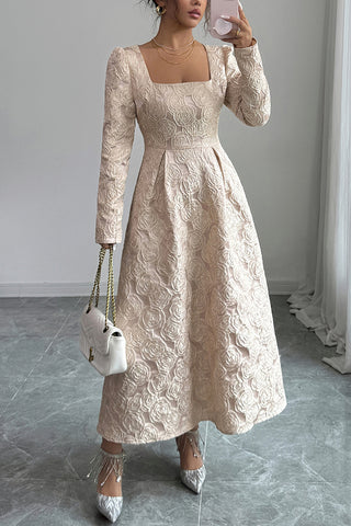 Elegant Square Neckline Casual Dress