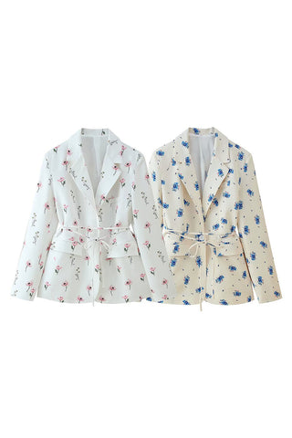 Floral Belted Blazer