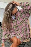 Plaid Button-Front Oversized Shirt