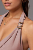 Draped Halter Tank with Metal Accent